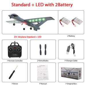 RC Airplane Plane Z51 20 Minutes Fligt Time Gliders 2.4G Flying Model with LED Hand Throwing Wingspan Foam Plane Toys Kids Gifts