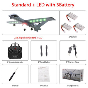 RC Airplane Plane Z51 20 Minutes Fligt Time Gliders 2.4G Flying Model with LED Hand Throwing Wingspan Foam Plane Toys Kids Gifts