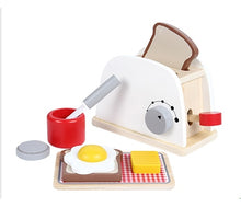 Load image into Gallery viewer, Kids Wooden Pretend Play Sets Simulation Toasters Bread Maker coffee machine Blender Baking Kit Game wood mixer Kitchen role toy