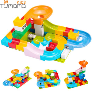 52Pcs Construction Marble Race Run Maze Balls Track Building Blocks Big Size Educational Bricks Compatible with Legoed Duploed