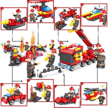 Load image into Gallery viewer, 376pcs 8in1 Fire fighting Building Blocks Compatible Legoingly city truck Firefighter Helicopter Educational Bricks children Toy