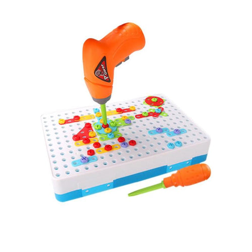 2019 Hot Kids Drill Puzzle Toys Baby Electric Drill  Screw Group Toy Kits Jigsaw Building Toy for Children's Day Gift