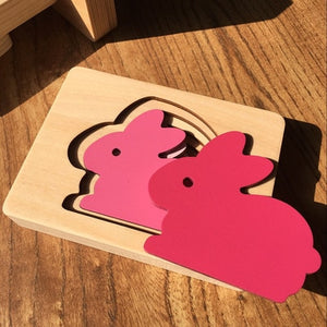 Candywood Kids Wooden Toys For Children Animal Carton 3D Puzzle Multilayer Jigsaw Puzzles Baby Toys Child Early Educational Aids