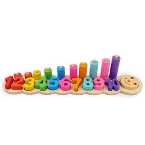 Safe Montessori coloful Children Preschool Teaching kids Counting and Stacking Board Wooden Math Toy learning educational toys