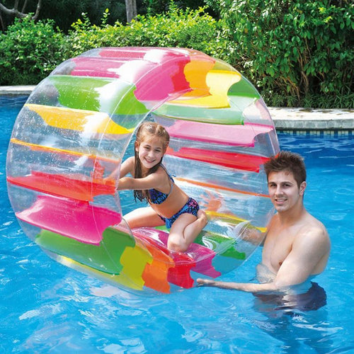 Kids Colorful Inflatable Water Wheel Roller Float 36inch Giant Roll Ball For Boys and Girls Swimming Pool Toys Grass Plaything