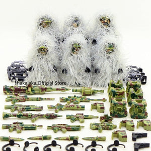 6pcs Ghillie Suit MILITARY Camouflage Army Special Forces Soldier War SWAT DIY Building Blocks Figure Educational Toys Gift Boy