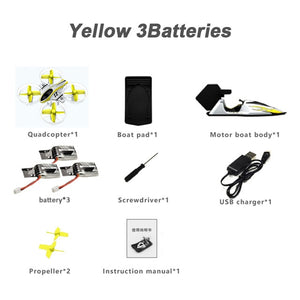Eachine E015 With Flight Boat Car 3-mode Altitude Hold Mode RC Drone Quadcopter RTF Aircraft Toys Kid Yellow Red VS S9HW M69