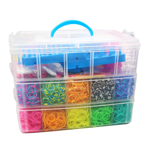 15000pcs 25 colors Rainbow Rubber Band Set Craft Toy Elastic bracelet Set Weaving Machine Ribbon Knitted Figures Charms Toy